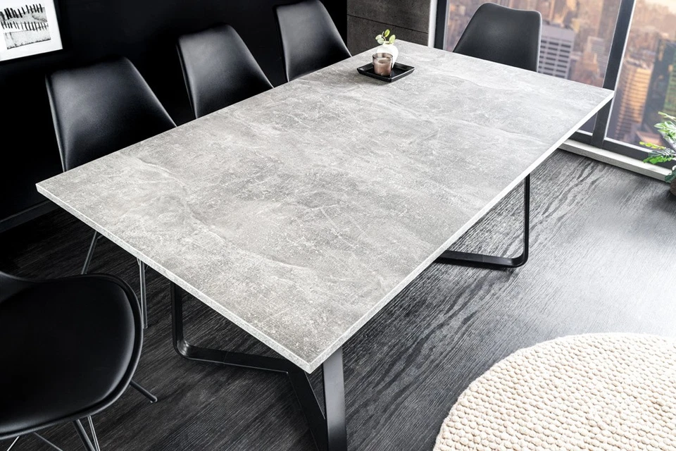 Esstisch LOFT - 140cm - grau schwarz - Betonoptik Metall - Kufengestell 4 Pers. - Bild 4 von 4