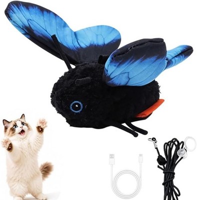 Cat Interactive Toys Fluttering Butterfly Toy,USB Rechargeable Hanging Cat Toys