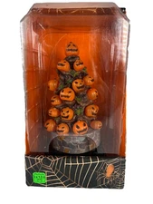 Lemax Spooky Town Lighted Pumpkin Tree 34624 Works Lit Halloween Village 2013