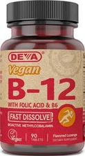 DEVA Vegan Vitamin B12 Fast Dissolve Supplement - Once-Per-Day Complex with 1000