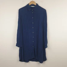 White Stuff Shirt Dress Women UK Medium Navy Blue Star Shift Long Sleeve Casual