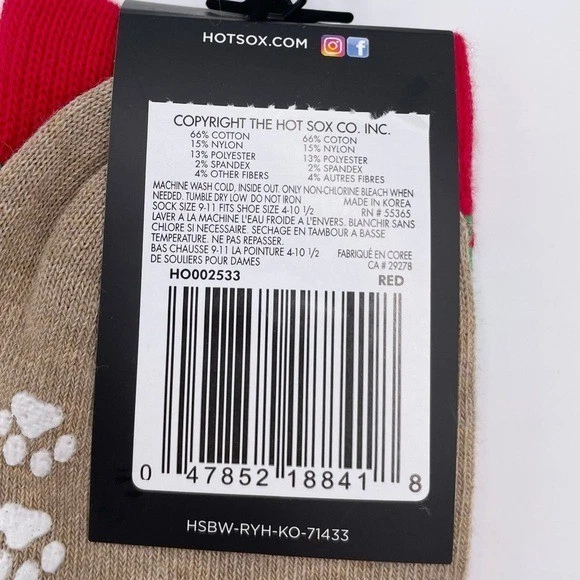 NUEVO Calcetines antideslizantes Hot Sox para mujer Navidad gato talla 4-10 regalos navideños Foto 4 de 4