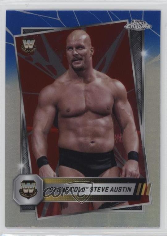 2025 Topps Chrome WWE Red & Blue Refractor Stone Cold Steve Austin #6 HOF 1m8u