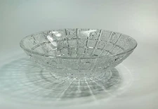 12" Bohemian Cut Crystal Glass Centerpiece Bowl Queen Anne's Lace Radiant Stars