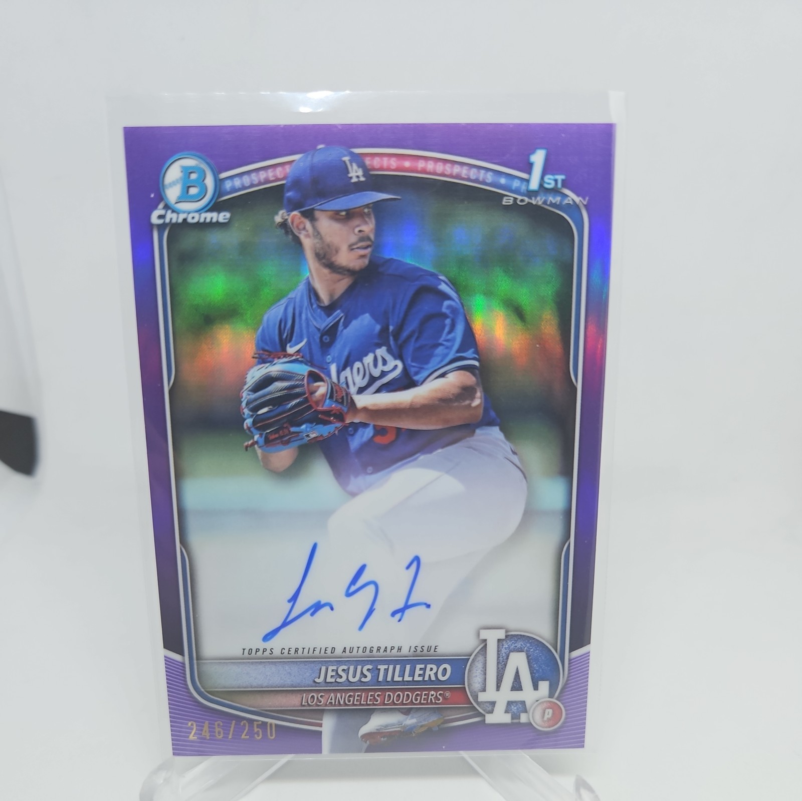 2025 Bowman Chrome Jesus Tillero Purple Refractor Auto /250 1st RC CPA-JT