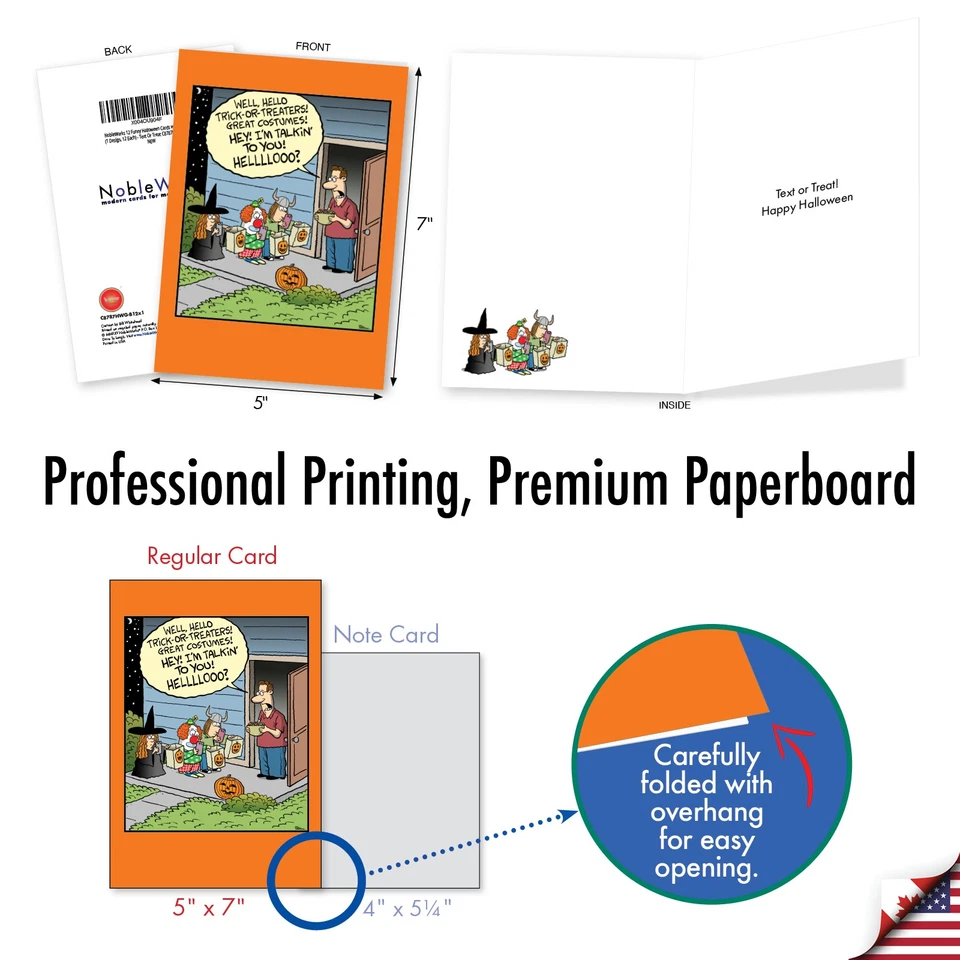 12 divertidas tarjetas de Halloween con sobres (1 diseño, 12 cada una) - texto o regalo Foto 3 de 4