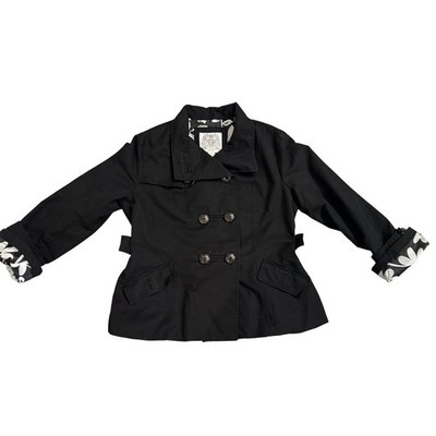Esprit Black Double Breasted Short Trench Coat Size XL 
