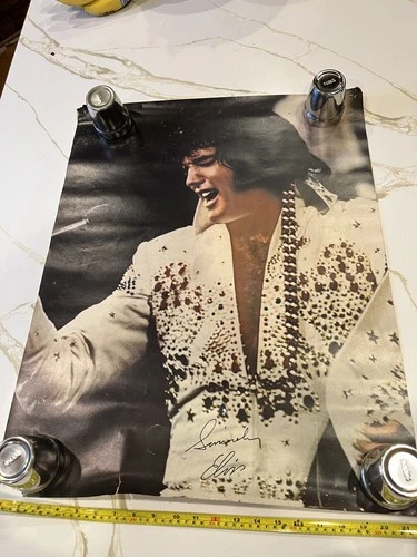 Vintage Elvis Presley Poster 22x27 Signed Sincerely - 1973 Aloha Concert
