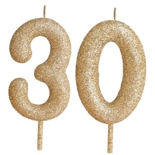 30th Glitter Birthday Candles Candle Birthday Cake Topper Number 30 Gold