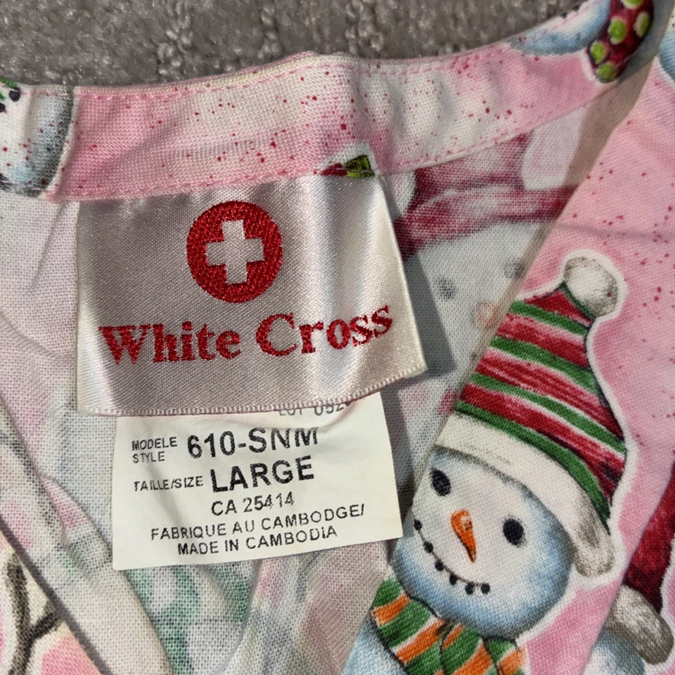 Esfoliante médico cruz rosa gola V adulto grande homem da neve uniforme de enfermagem bolso - Imagem 4 de 4