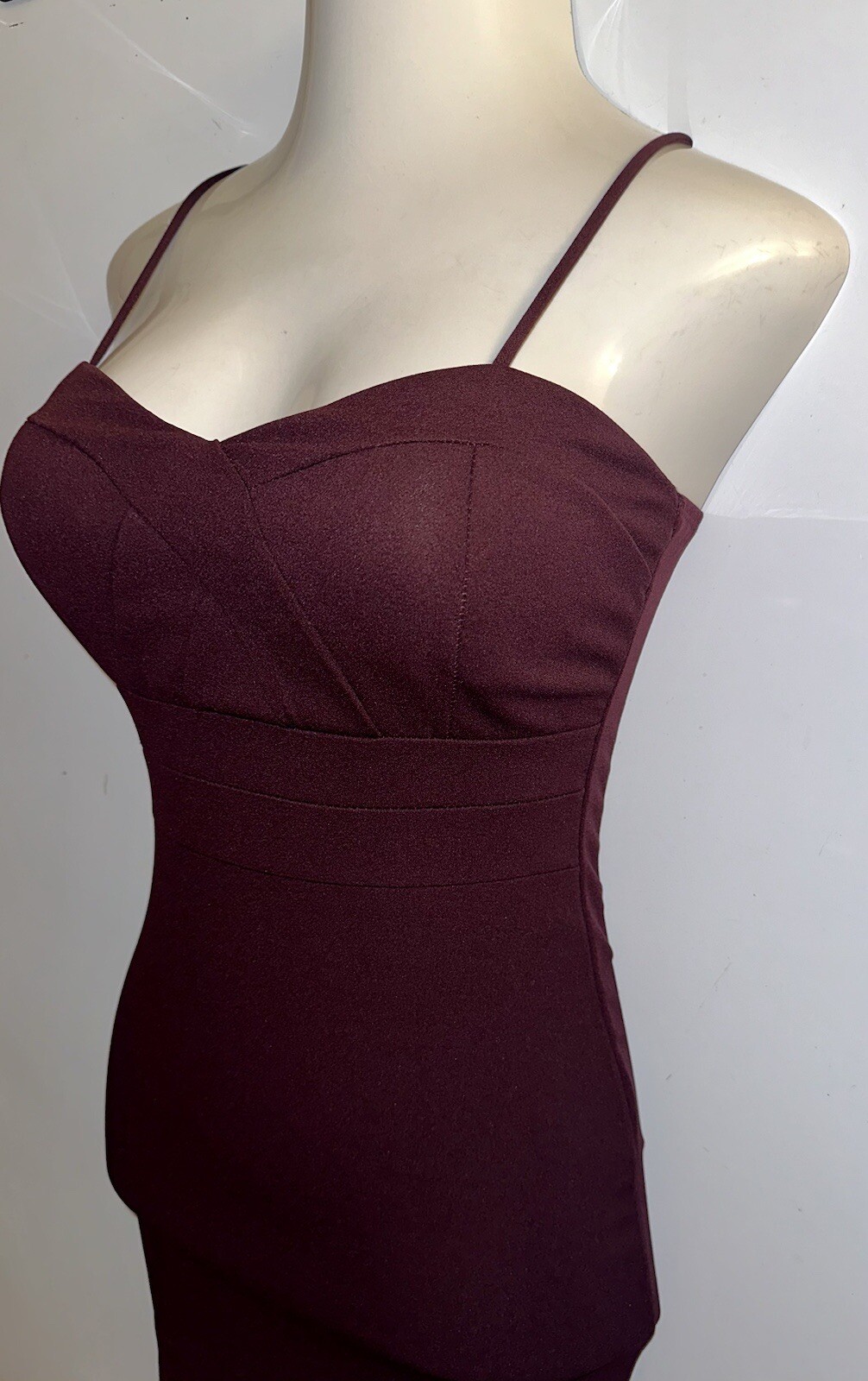 Maroon MIND CODE Spaghetti Strap Back Zip Mini Dr… - image 3