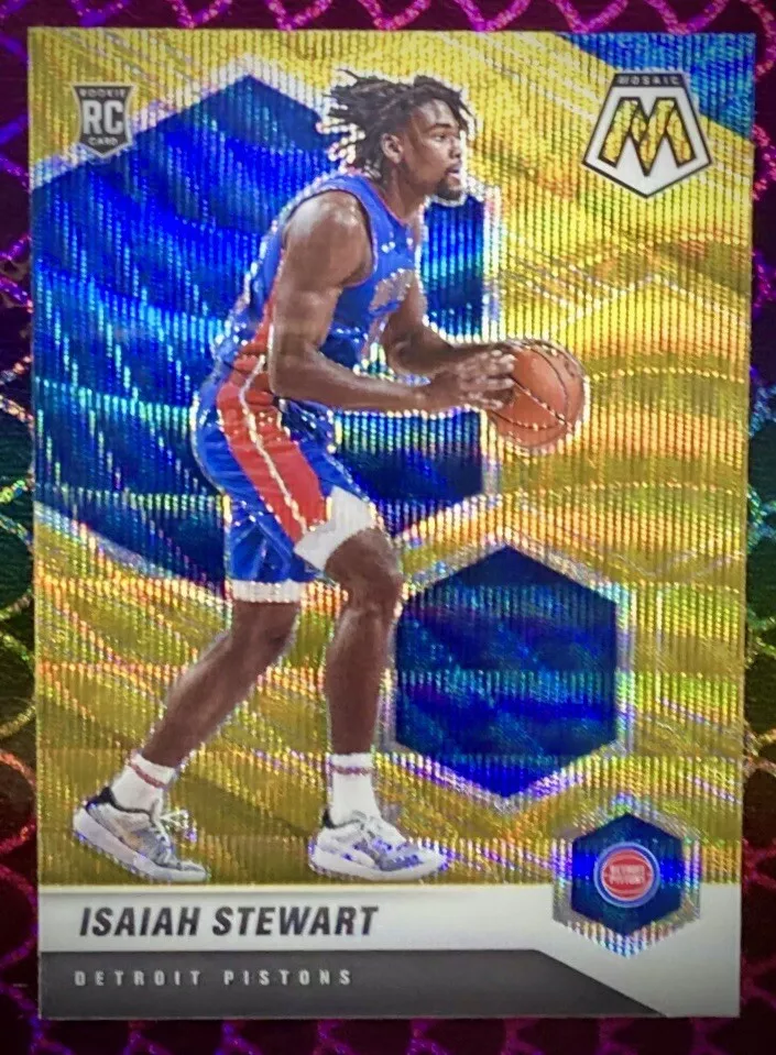 Isaiah Stewart 2020-21 Panini Mosaic Rookie RC Gold Wave Prizm SP #223 Pistons