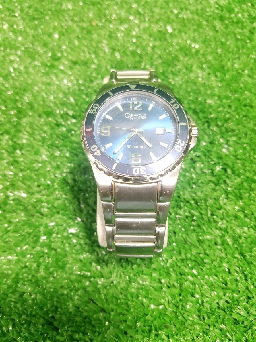 Mens Bulova Caravelle Watch C860584 Blue Dial Silver Stainless Steel