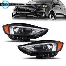 For 2019 2020 2021 2022 2023 Ford Edge Black Headlight w/LED DRL Right&Left Side