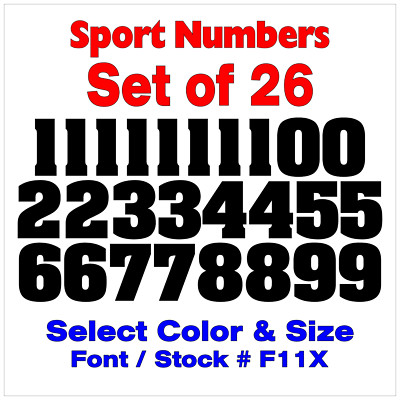 Helmet - Sport Vinyl Decals - 26 ID Numbers - Select Color & Size STK# F11X