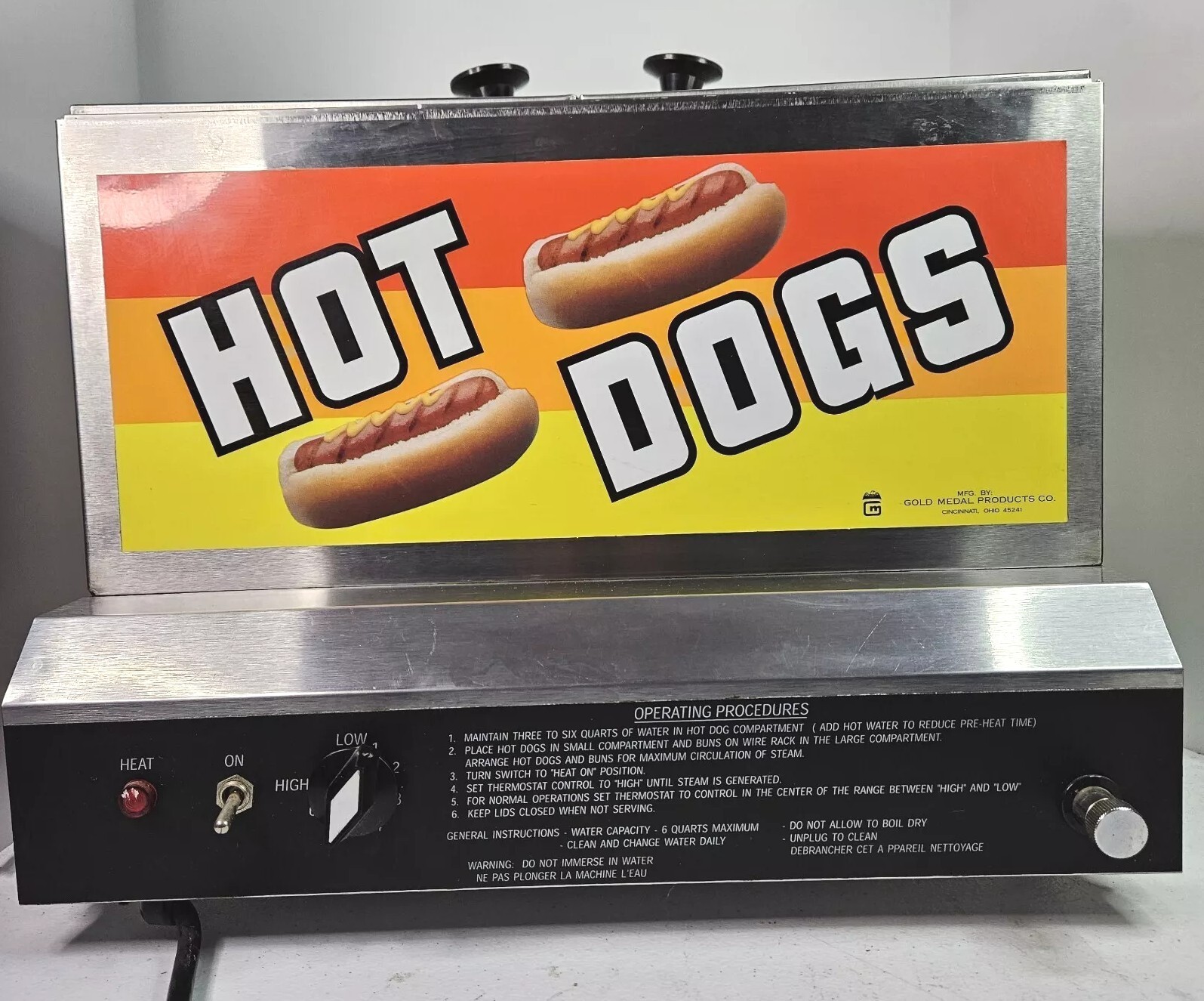 Gold Medal Model 8007 Commercial Hotdog Steamer W/bun Warmer Deli Food