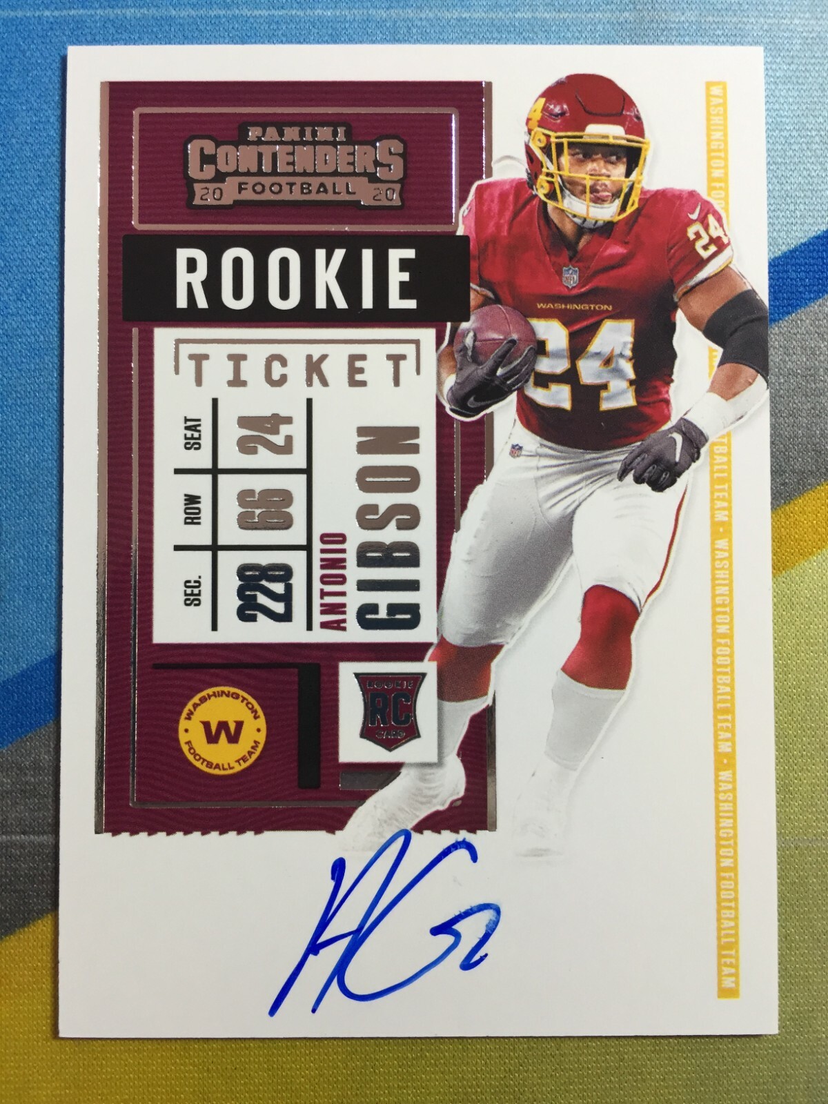 2020 Panini Contenders Football ANTONIO GIBSON Rookie Ticket On Card Auto