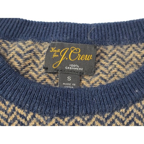 J. Crew 100% Cashmere Herringbone Crewneck Sweater Beige M / L - Picture 6 of 13