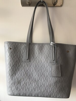Liberty London Grey Tote Bag Medium Emboss Leather UK