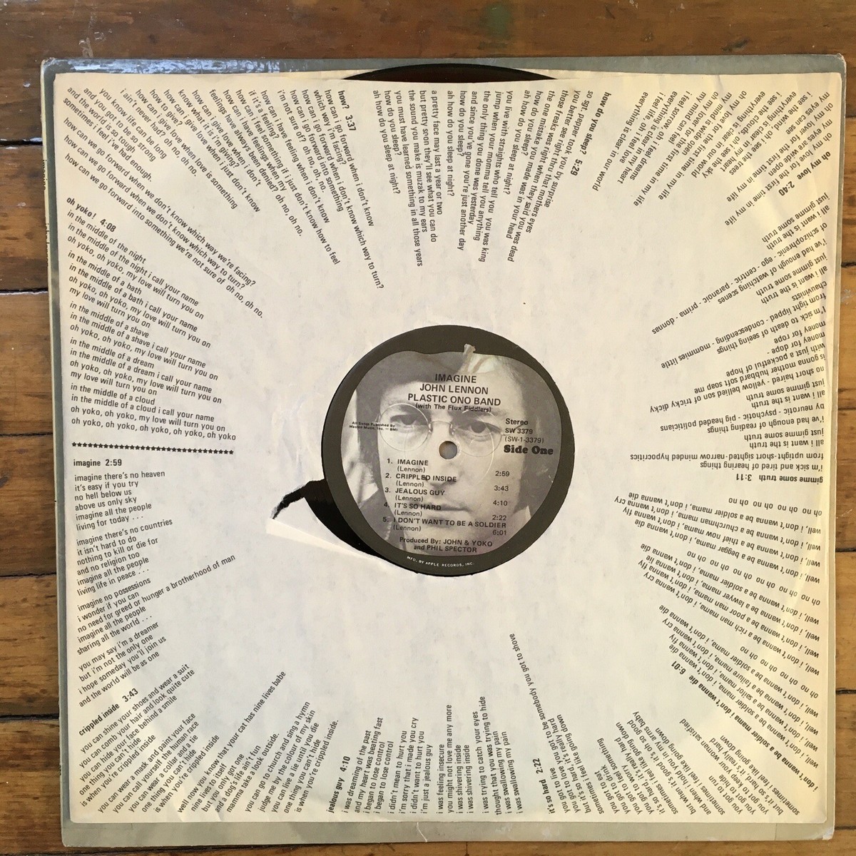 John Lennon~Imagine~Apple w/POSTER + Postcard First Pr SW