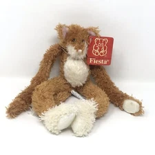FIESTA SHAGGY ORANGE WHITE LONG LIMBS CAT STUFFED PLUSH ANIMAL WITH TAG