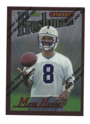 1996 FINEST #243 MARVIN HARRISON ROOKIE FOOTBALL CARD w/coating (NrMT-MT)