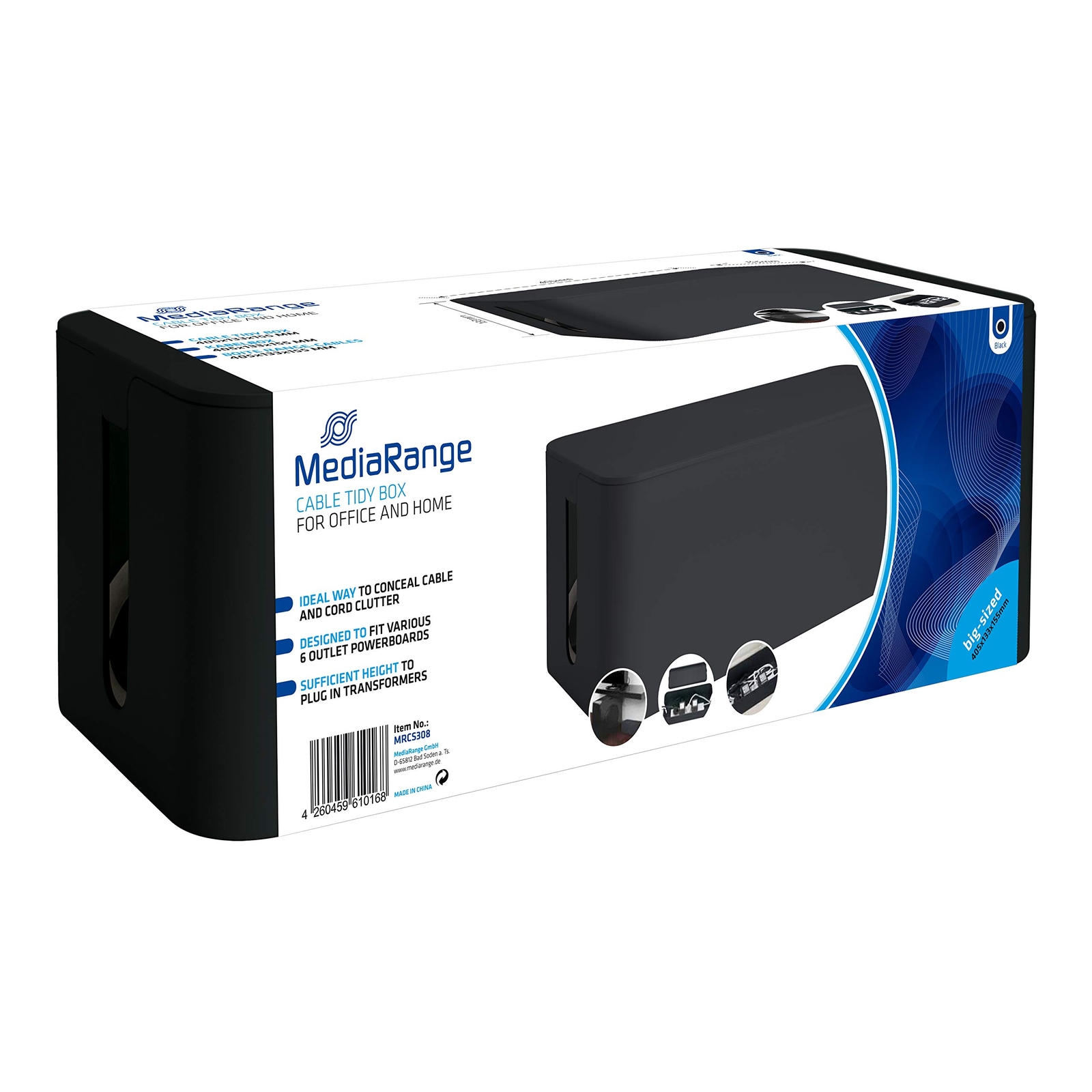 MediaRange MRCS308 Cable box large 405x133x155mm black