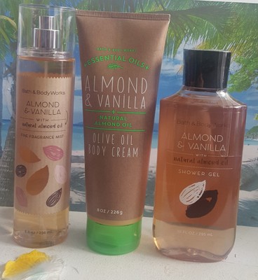 Bath And Body Works Almond Vanilla Shower Gel Body Cream Fine Fragrance Mist 667544977542 Ebay
