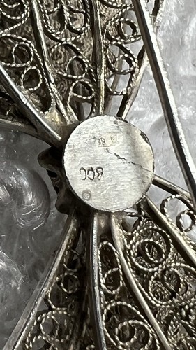 Vintage BOW 1 1/2" x 1 1/4" Filigree design 800 SILVER BROOCH Pin Broach - Picture 3 of 4