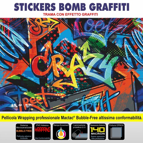 Pellicola stickers bomb Graffiti Car Wrapping auto moto marca Mactac ® M2 - Foto 2 di 8