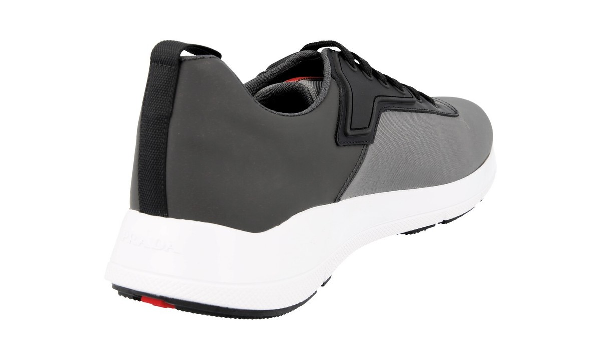 PRADA Nylon Linea Rossa Sneakers in Charcoal Gray Men’s Size 8 Style No.4E 3148 PRADA Nylon RED STRIPE LINEA ROSSA Sneakers - 4E3148 Blue  main image 3