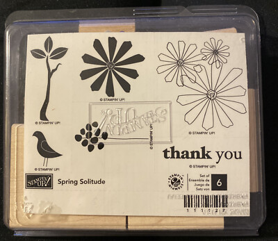 Stampin Up Thank You Set Of 6 Flowers Bird Spring Solitude New Unopened ...