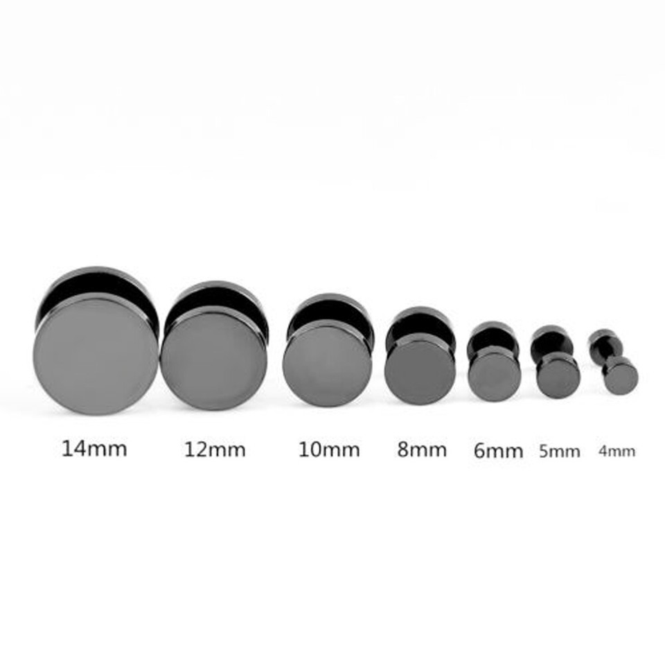 1pc Cool Punk Black Stainless Steel Ear Stud Men And Womens Piercing