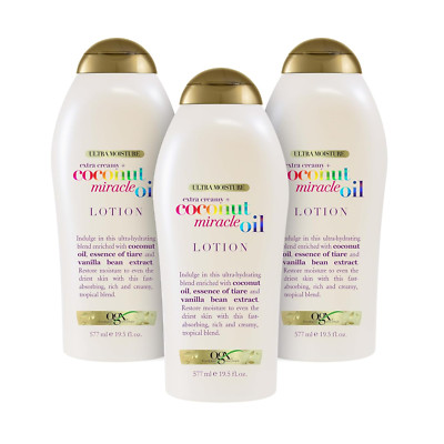 Extra Creamy + Coconut Miracle Oil Ultra Moisture Lotion, 19.5 Ounce (Pack of 3)