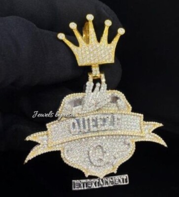 Real D/VVS Moissanite Customized Word/Letter Rapper Pendant Free Gift 925 Silver