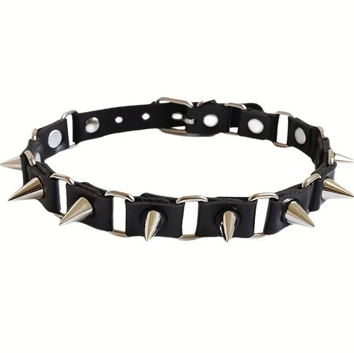 Gothic punk chain and spiked choker Necklace heavy-metal spiked coller Y2k - Picture 2 of 3