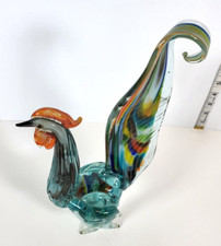 Vintage Murano Style Hand Blown Art Glass Rooster Figurine Sculpture 12.5 in
