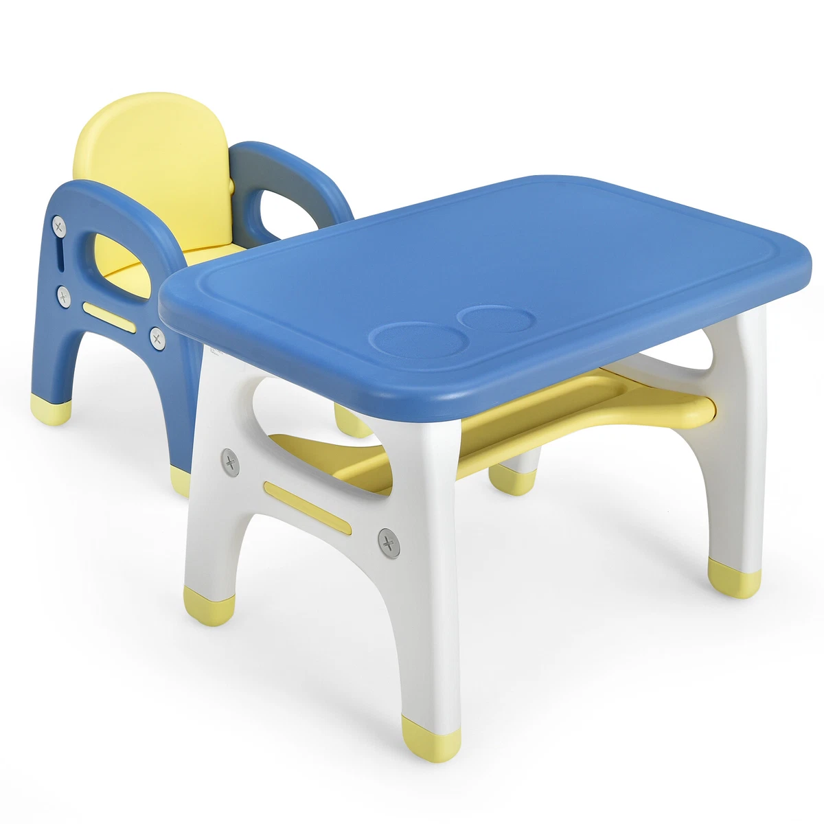 Costway Kids Table & 2 Chairs Set Toddler Activity Play Dining Study Desk  Baby Gift Blue