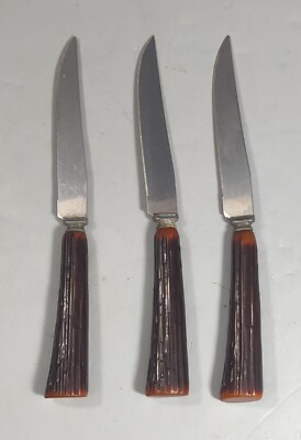 Royal Brand Cutlery Company Sharp Cutter Knives Faux Antler Bakelite Handle
