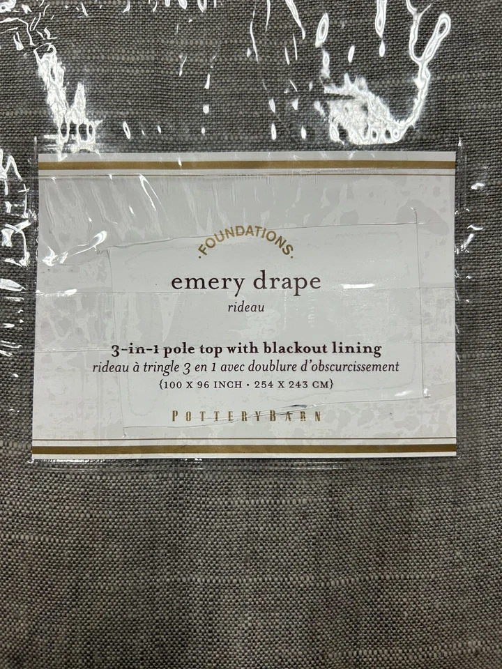 Panel de cortina de lino esmerilado Pottery Barn gris 96x100 forro oscurecido cortinas Foto 2 de 4