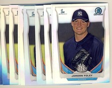 (25) 2014 Bowman Chrome Draft Refractor JORDAN FOLEY Rookie LOT Yankees DP128
