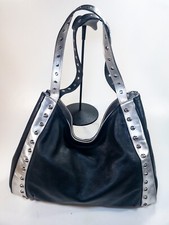 Margerie Venezia Italian Pebble Grain Calf Leather Studded Metallic Hobo Handbag
