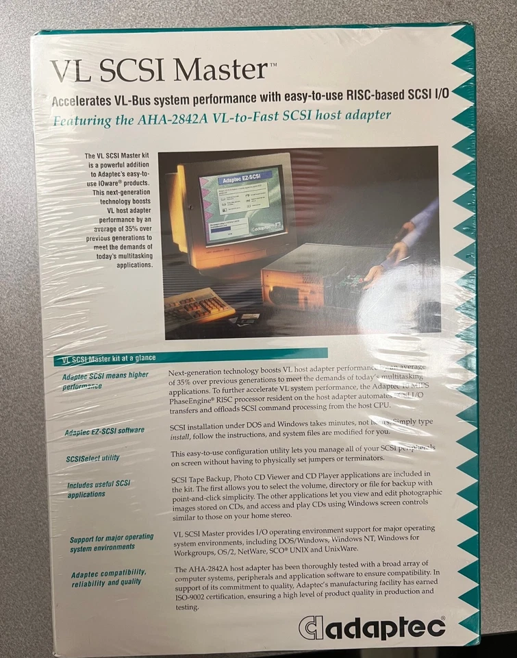 SEALED VINTAGE 1994 ADAPTEC AHA 2842A 2842 EZ SCSI VL MASTER BUS PCI CARD KIT - Image 4 of 4