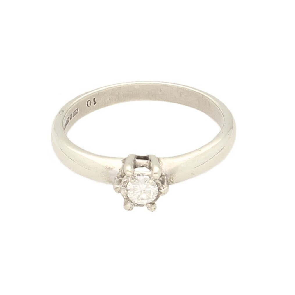 9Ct White Gold 0.10ct Diamond Illusion Set Solitaire Ring (Size I 1/2) 4mm Head