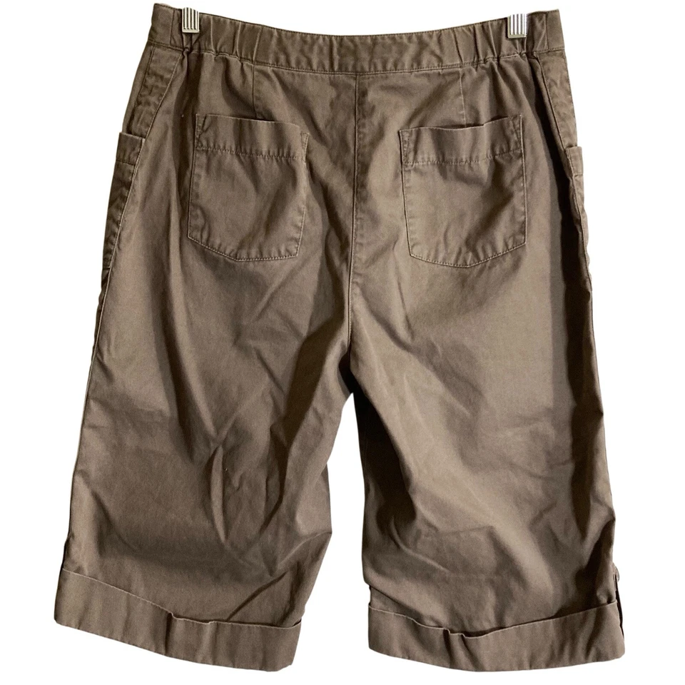 Pantalones Cortos J.Jill 10 (30x13) Marrón Taupe Caqui Puños Bermudas Ajuste Genuino Cintura Foto 2 de 4