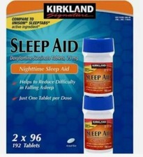 Kirkland Sleep Aid Doxylamine Succinate 25 Mg 2/96ct 192 Tabs Compare To Unisom