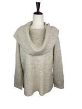 NWT Caslon Women's Beige Metallic Convertible Neck Sweater Size 2X