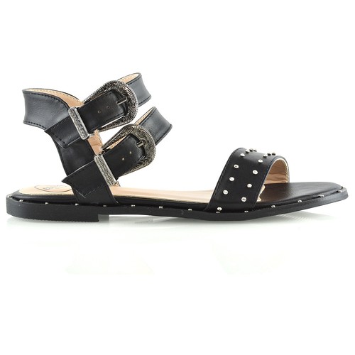 Sandalias planas de gladiador para mujer Zapatos de vacaciones con doble correa y punta abierta talla - Imagen 8 de 21