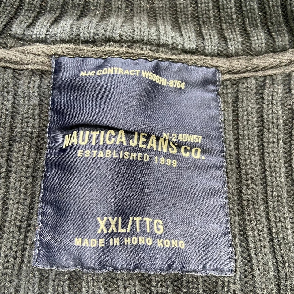 Cárdigan suéter tejido con cable negro cremallera completa NAUTICA para hombre talla 2XL Foto 3 de 4