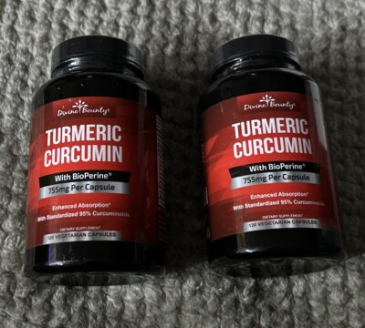 2x Divine Bounty Turmeric Curcumin Bioperine 755mg 120ct (240 Total) Exp.02/2027